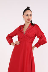 Flowy V-Neck Maxi Dress with Elegant Details