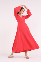 2406182-فستان ماكسي سادة فضفاض