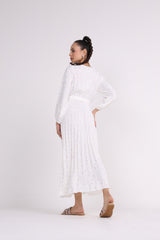 2406184-فستان ماكسي بتفاصيل رقائق ذهبية