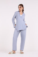 بنطلون سادة بقصة مستقيمة وخصر مرن