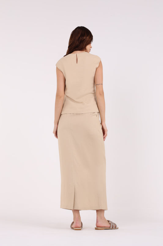 تنورة ماكسي سادة ذات خصر مطوي