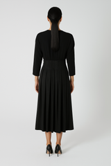 Dolman Sleeve Midi Dress with Embellished Waist