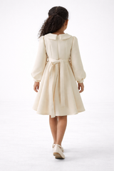 Girls Classic Peter Pan Collar Dress with Floral Detail