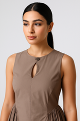 Sleeveless Midi Dress with Keyhole Detail
