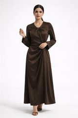 Twist-Front V-Neck Maxi Dress