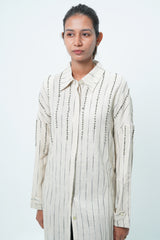 فستان قميص طويل مزين برباط خلفي