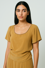 Scoop Neck Embellished Lace Top