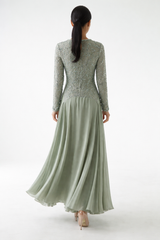 Embellished Lace Bodice Maxi Dress