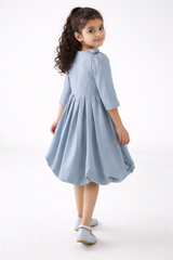 Girls Floral Appliqué Balloon Dress