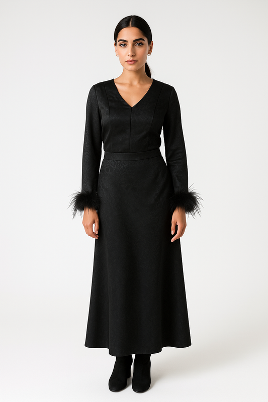 Textured Maxi Skirt with Elastic Back Waist