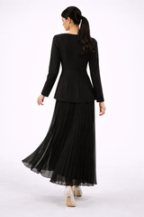 Embellished Bodice Maxi Dress with Pleated Skirt