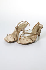 Metallic Gold Strap Sandals – Minimalist Mid Heel Elegance