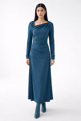 Asymmetric Gathered Maxi Skirt