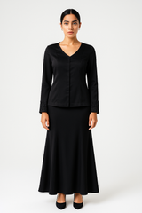 Refined V-Neck Blouse with Embellished Cuffs