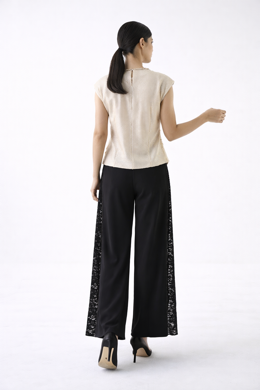 Embellished Drape-Neck Evening Top - Montania Shop