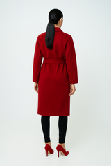 معطف نسائي طويل بقصّة مزدوجة مع حزام