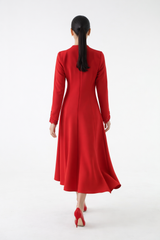 Twist-Detail Flared Maxi Dress