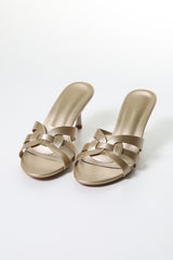 Elegant Satin Knot Heeled Mules