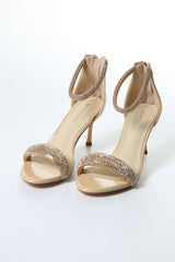 Elegant Rhinestone-Embellished Open-Toe Heels with Ankle Strap