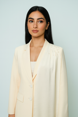Elegant Longline Jacket with Shoulder Embellishment