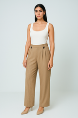 Pinstripe Wide-Leg Pants