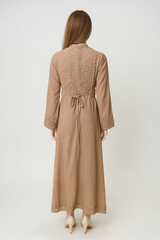 Maxi Dress with Intricate Lace Bodice, Cuff & Hem Detailing