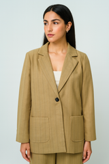 Pinstripe Single-Breasted Blazer