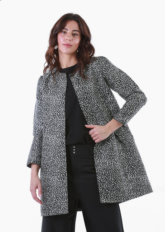 2333008- Printed Jacquard Jacket - Montania Shop