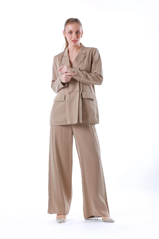 2304204-Wide Leg Pants with Pockets and Zip Closure - Montania Shop
