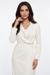 Draped Neck Wrap-Effect Maxi Dress