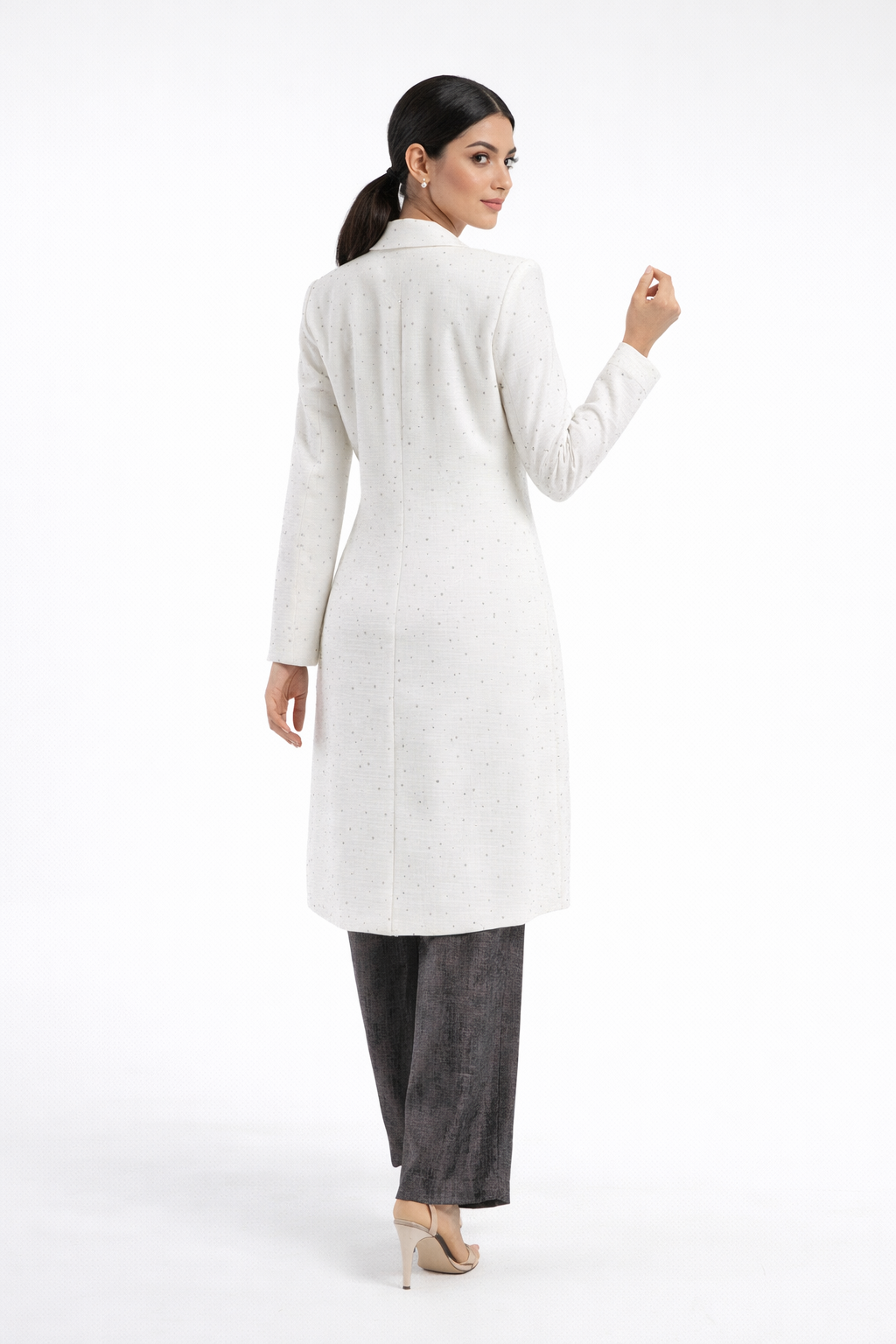 Tailored Longline Jacket with Subtle Sparkle Finish - Montania Shop