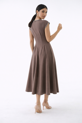 The Elara Embellished Trim Midi Dress