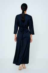 Elegant Wrap-Effect Satin Maxi Dress