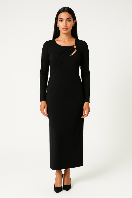 Asymmetric Draped Midi Skirt