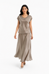 Lustre Satin Maxi Skirt - Montania Shop