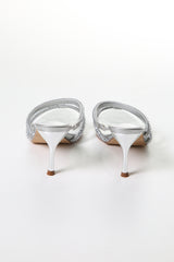 Women's Evening Heeled Sandals with Elegant Crystal Straps