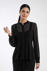 Elegant Embellished Sheer Shirt