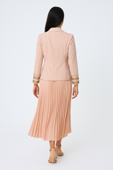 Pleated Maxi Dress with Embellished Blazer-Style Jacket