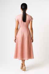 Gathered Neck Midi Dress