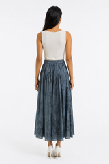 Floral Textured Gathered Midi Skirt