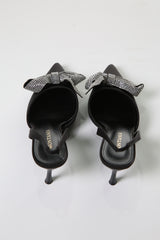 Crystal Bow Satin Slingback Heels – Elegant Glamour