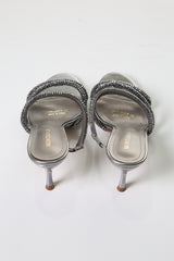 Women's Evening Heeled Sandals with Elegant Crystal Straps