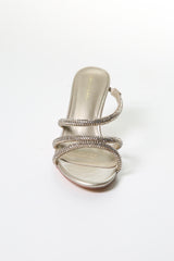 Women's Evening Heeled Sandals with Elegant Crystal Straps