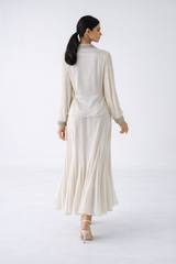 Flowy Maxi Skirt with Embellished Waist Detail