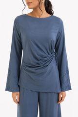 Embroidered Draped Blouse