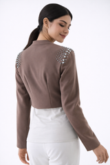 Embellished Cropped Overlay Jacket