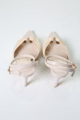 Ruched Satin Heels with Metal Ring – Elegant Open-Toe Sandals