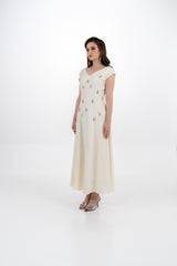 Crystal-Embellished Off‑Shoulder A‑Line Gown