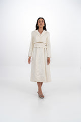 Cropped Brocade Jacket with Lapel Collar