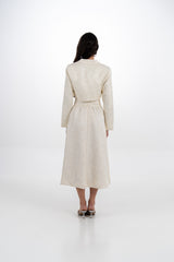 Cropped Brocade Jacket with Lapel Collar